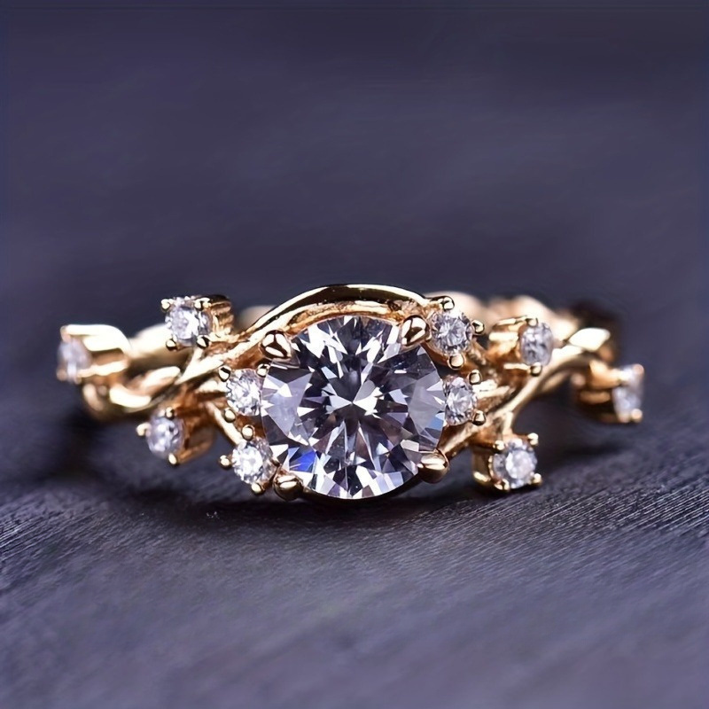 1pc Round Cut Moissanite 925 Silver Ring, Stylish Design